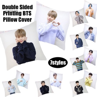 Funda de almohada de impresión de doble cara suave táctil poliéster Kpop BTS decoración del hogar funda de almohada para sofá