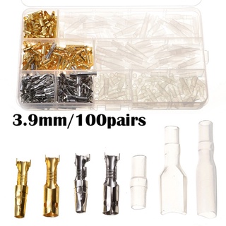 100 Pairs 3.9mm Motorcycle Brass Bullet Male Female Wire Connector With Covers (1)