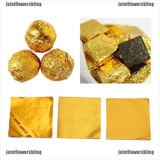 JOCL 200pcs 8*8cm Gold Aluminium Foil Candy Chocolate Cookie DIY Wrapping Tin Paper 210824