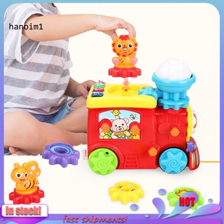 hjy_cartoon animal tren engranaje empalme diy asamblea juguete educativo niños set de regalo