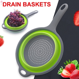 Lc soporte plegable colador cesta de drenaje colador colador lavado frutas verduras con mango herramienta de cocina