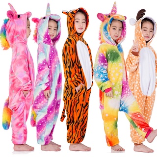 Niñas niños de dibujos animados ropa de dormir niños unicornio Animal franela pijamas niños bebé pijamas fiesta Cosplay disfraz