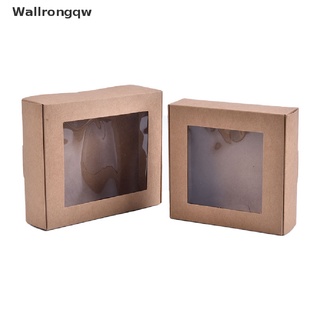 wqw> 10pcs papel kraft diy caja de regalo con ventana de pvc transparente galletas pastel jabón embalaje bien