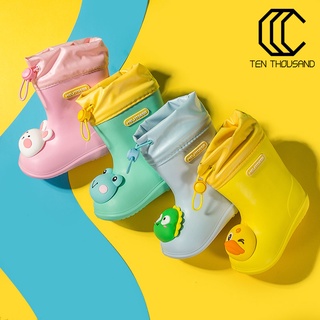 (Ten) 1 par de botas de lluvia lindo Animal decoración impermeable insípido bebé de dibujos animados botas de lluvia para días de lluvia
