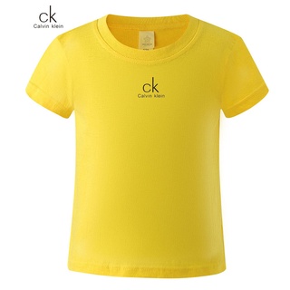 Calvin Klein Baju Kanak Kanak chicos camisa niñas camisa verano manga corta T-shirt Casual moda algodón transpirable deporte Tops grande suelto Harajuku salvaje liso camiseta de