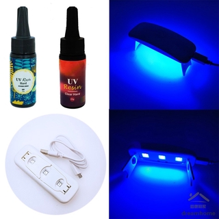 Resina UV y Kit de lámpara UV DIY rápido curado UV transparente resina dura para hacer joyería artesanías resina epoxi