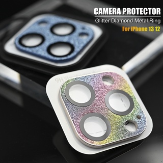 bling protector de lente de cámara para iphone 13 pro max glitter aleación anillo hd vidrio templado lente cubierta de película para iphone 13 12 11 mini