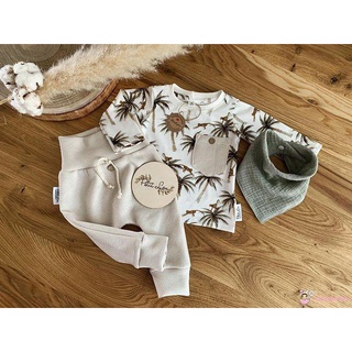 Babygarden-baby Boys Casual conjunto de ropa de dos piezas, diseño de coco blanco estampado jersey y pantalones