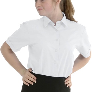 Niñas escuela blusa camisa manga corta blanco cielo azul edades 3-18 años Tops/bebés (1)