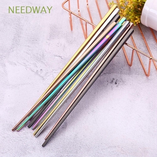 Needway decoración colorido ventiladores Color comer palillos 304 acero inoxidable herramientas de cocina Metal estilo hogar 1 par de vajilla/Multicolor