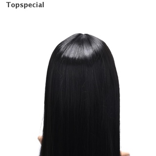 [topspecial] peluca de pelo natural recta resistente al calor sintético encaje frontal pelucas color negro. (7)