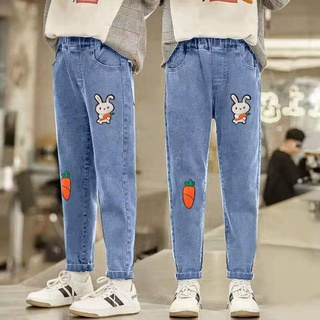 Niñas jeans 2021 primavera y otoño niñas estilo extranjero pantalones sueltos, niños grandes [2021] (1)