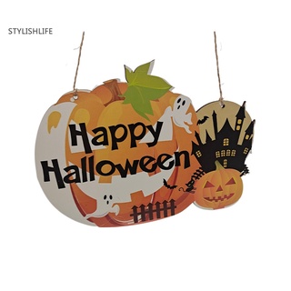 Stylishlife ligero colgante de calabaza de madera calabaza feliz Halloween signo delicado para el hogar