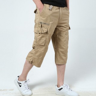 [cinco colores! s-5xl: algodón para hombre, tallas grandes, pantalones recortados, pantalones de carga (1)