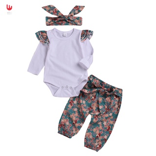 bebé niñas mono+pantalones+cabezas traje de manga larga impresión tela conjunto para primavera