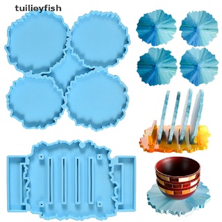 Tuilieyfish Coaster Stand Epoxy Resin Mold Set Cup Mat+Holder Silicone Mould Making Tools CL