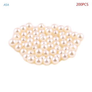 ASA 200 cuentas artificiales de perlas sueltas de 6 mm, color marfil, blanco, perla para manualidades