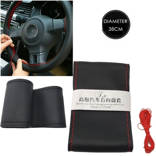 38 cm accesorios de coche DIY volante cubre cuero suave trenza en la rueda de dirección del coche con aguja e hilo Interior (2)