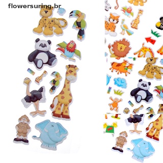 { FCC } Juguetes De Niños De Dibujos Animados Lindos Animales Zoo 3D Pegatinas Niñas PVC flowersuring.br