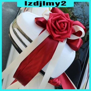 [Limit Time] 12 piezas de decoración de coche de boda Kit de arcos de seda flor cinta Set oro