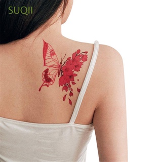 SUQII 15 Sheets 3D Tattoo Stickers Body Art Flower Butterfly Pattern Waterproof Clavicle y Men Women Temporary Tattoos Party Decals