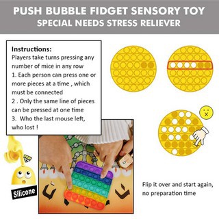 Rainbow Push Bubble Pops Fidget juguete sensorial para Autisim necesidades especiales Anti-estrés juego alivio del estrés Squish Pops It Fidget juguetes (7)