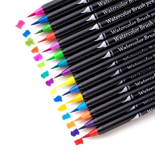 Acuarela arte marcadores pincel pluma Fineliner dibujo para caligrafía pintura 24 colores conjunto de suministros de arte (2)