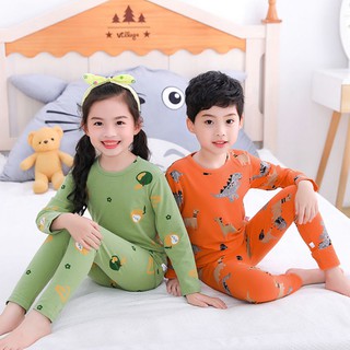 Conjunto de ropa interior de los niños Lycra Qiuyi pantalones largos niños niñas otoño pijamas niños ropa de otoño s:gdfgd55.my