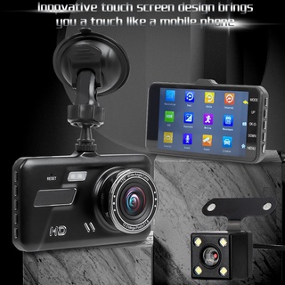 4 pulgadas IPS pantalla táctil Dash Cam 1080P coche DVR doble lente cámara de coche Dashcam gran ángulo grabadora de vídeo