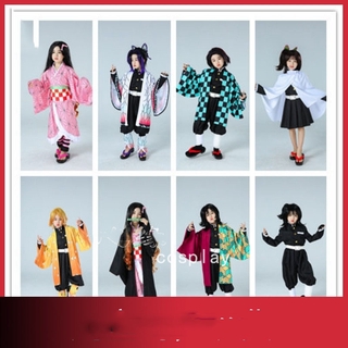 greet NSH Demon Slayer Cosplay Tanjirou Nezuko Zenitsu Giyuu Shinobu Kids Costume Coat Jacket Kimetsu No FDSGF Banners
