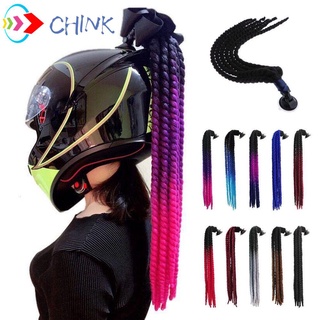 Chink Sport casco trenzas arco casco peluca pelo motocicleta casco peluca Motor Dual Pigtail Sucker Cool Ponytail