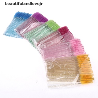 [beautifulandlovejr] 50 cepillos desechables de pestañas con varilla de cristal, peine de cejas, cepillo de maquillaje