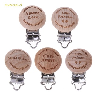 MUT Natural Beech Wood Baby Pacifier Clip Engraved Wooden Pacifier Holder Dummy Clip