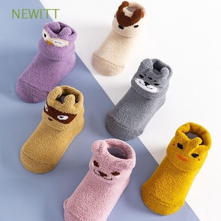 NEWITT Girls Newborn Floor Socks Infant Anti-slip Sole Baby Socks Cute Children Toddler Cotton Thick Soft Cartoon