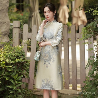 Chino Tradicional Vestido Qipao Para Las Mujeres De La Moda Vintage Flor Cheongsam Otoño Elegante Fiesta Ropa De Boda