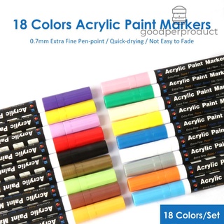 S*W* H&B 18 colores marcadores de pintura acrílica bolígrafos de 0,7 mm punta Extra fina a base de agua pluma pintura arte suministros