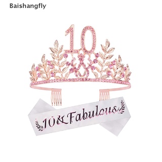 【BSF】 1Pc Birthday Girl Crystal Crown Tiara Sash 10 16 18 50 Birthday Shoulder Strap 【Baishangfly】