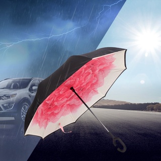 Paraguas inverso de doble capa publicidad Parasol a prueba de viento paraguas invertido