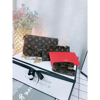 2021 Louis Vuitton LV Three-in-one old flower shoulder bag chain bag mobile phone bag wallet (3)