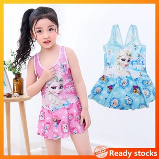 Niño niña trajes de baño mono honda vestido de dibujos animados princesa traje de baño ropa de playa para 2-9Y