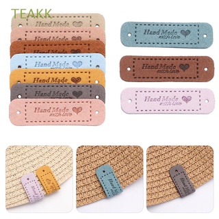 TEAKK 20PCS DIY Garment Labels Hats Bags Label Clothes Tags Sewing Accessories PU Leather Handmade Arts Hand Made With Love/Multicolor