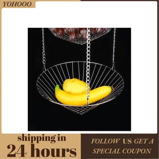 Yohooo - soporte de almacenamiento de tres capas para colgar cestas de frutas de acero inoxidable para plantas vegetales