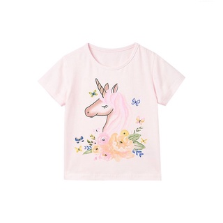 niñas de algodón unicornio pony niño niños t-shirt lindo de dibujos animados de verano de los niños de cuello redondo mangas cortas (6)
