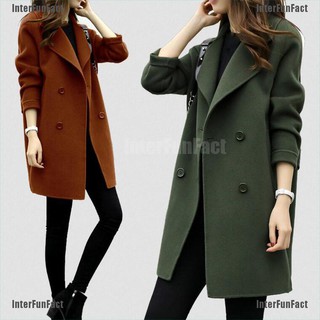 interfunfact mujer invierno lana abrigo largo casual sólido slim chaquetas cálidas abrigo outwear