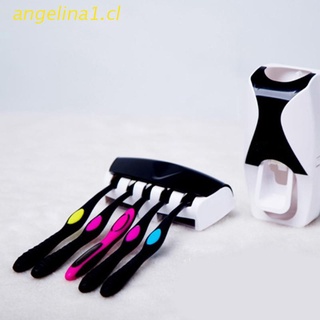 angelina1 - soporte para cepillo de dientes sin perforación, a prueba de polvo, exprimidor automático de pasta de dientes, exprimidor de pasta de dientes perezoso, juego de baño (1)