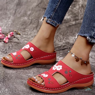 Leather Flower Embroidered Vintage Casual Soft footbed Orthopedic Arch-Support Sandals (5)
