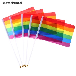 (waterheaed) 5X Arco Iris Mano Ondeando Bandera Gay Orgullo Lesbiana Paz LGBT Banner Festival En Venta (9)