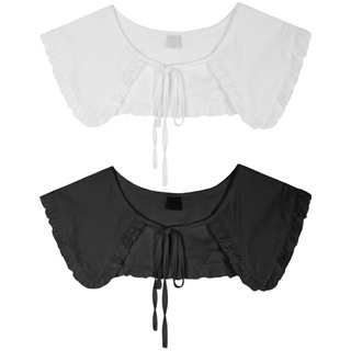 KING Sweet Ruffled Doll Fake Collar Women Solid Color Decorative Lace-Up Shawl Wrap