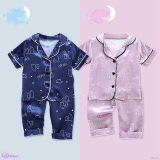 verano bebé niños niñas niños de pie oso ropa de dormir conjunto de manga corta blusa tops+pantalones nocturnos bayi