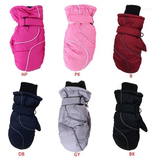 Qq* guantes de esquí de invierno para invierno/guantes impermeables a prueba de viento/Color sólido/broches gruesos ajustables ajustables 5-9T